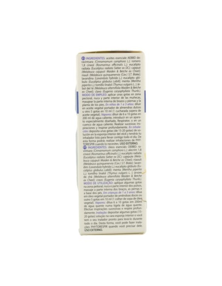 Phytorespir + Sticks inhaladores aceites esenciales 30 ml + 4 sticks Esential Aroms