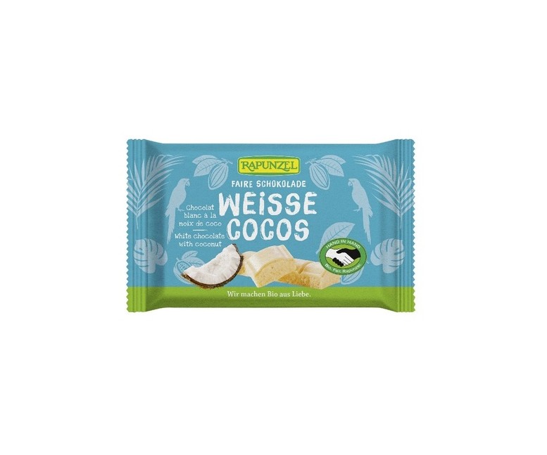 Pack Snack chocolate blanco y coco 12 unidades de 100 g Rapunzel