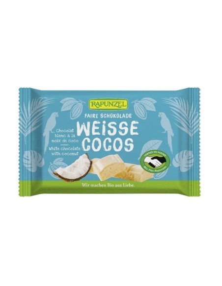 Pack Snack chocolate blanco y coco 12 unidades de 100 g Rapunzel