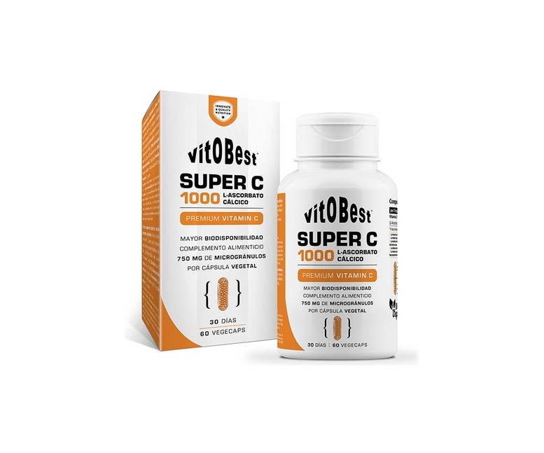 Super C 1000 ascorbato de calcio 60 cápsulas vegetales de 750mg Vit.o.best