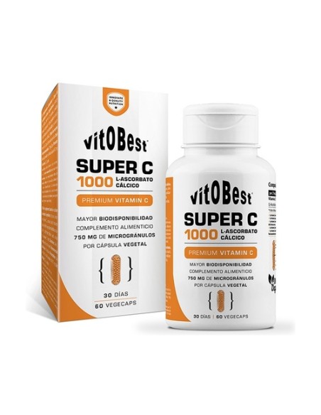 Super C 1000 ascorbato de calcio 60 cápsulas vegetales de 750mg Vit.o.best