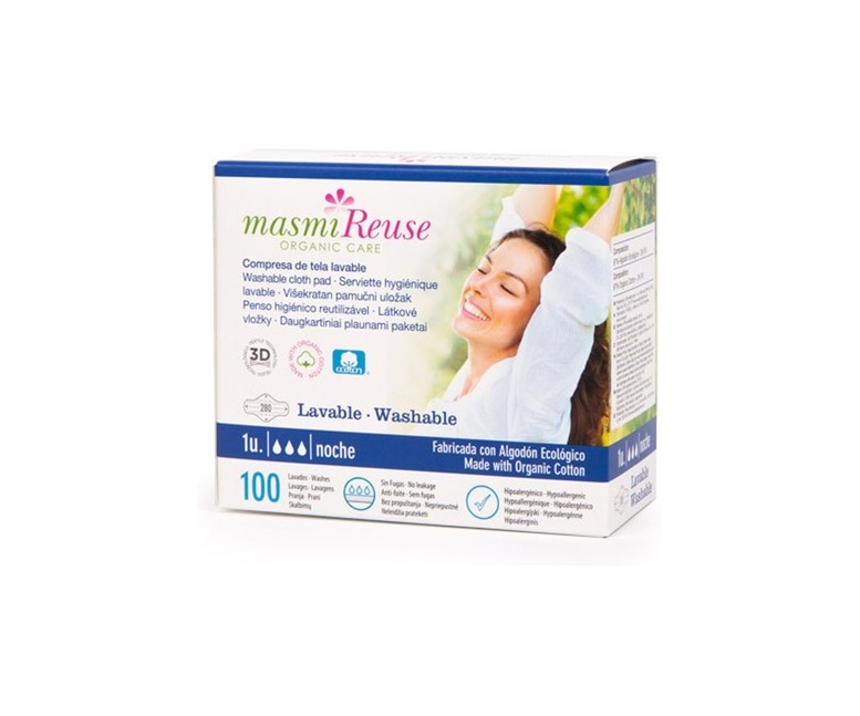 Compresa de tela lavable con alas Noche 1 unidad Masmi Natural Cotton