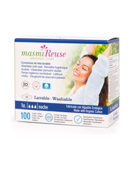 Compresa de tela lavable con alas Noche 1 unidad Masmi Natural Cotton