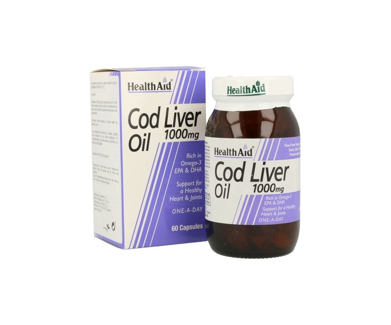 Aceite de Hígado de Bacalao 60 cápsulas de 1000mg Health aid