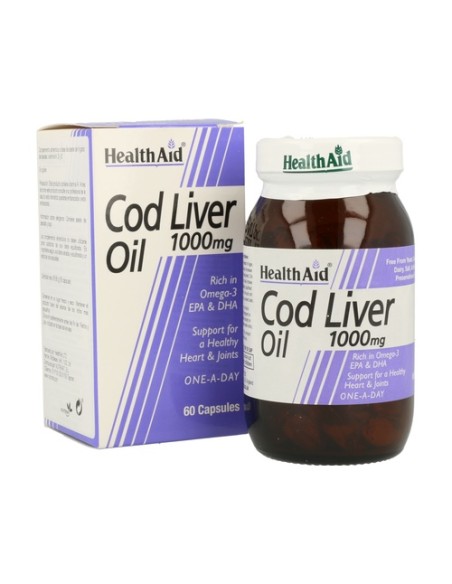 Aceite de Hígado de Bacalao 60 cápsulas de 1000mg Health aid