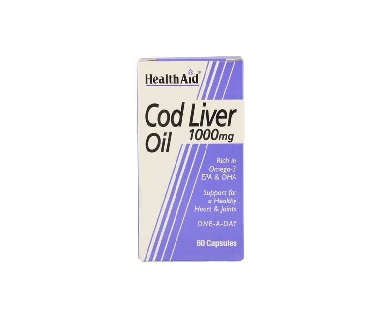 Aceite de Hígado de Bacalao 60 cápsulas de 1000mg Health aid