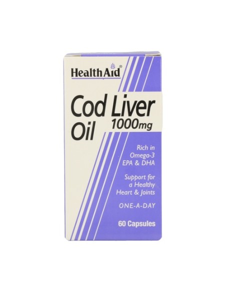 Aceite de Hígado de Bacalao 60 cápsulas de 1000mg Health aid