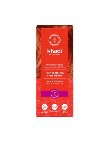 Henna natural 100% pura 100 g de polvo (Rojo) Khadi
