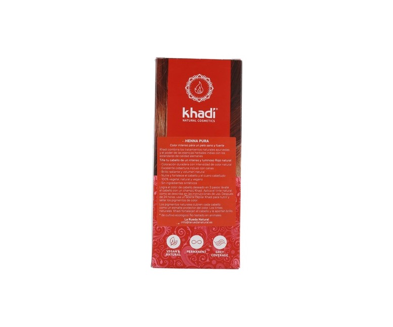 Henna natural 100% pura 100 g de polvo (Rojo) Khadi