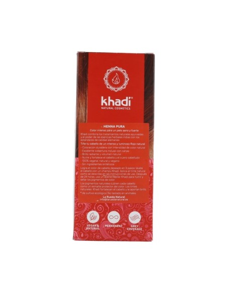 Henna natural 100% pura 100 g de polvo (Rojo) Khadi