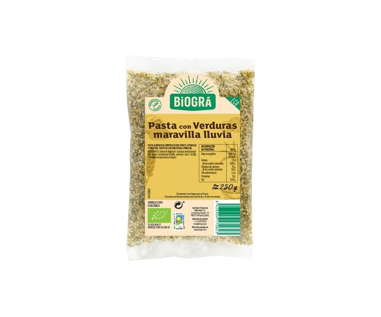 Pasta con Verduras Maravilla Lluvia Bio 250 g Biográ
