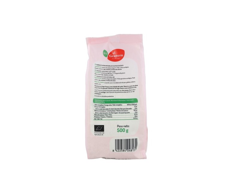 Harina De Avena Integral BIO 500 g El Granero Integral