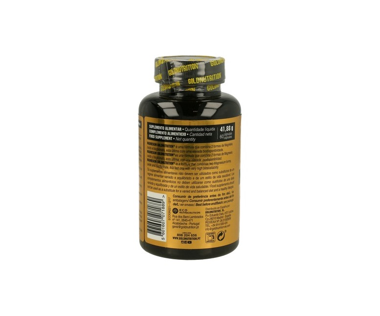 Magnesium 60 cápsulas de 600mg Gold Nutrition