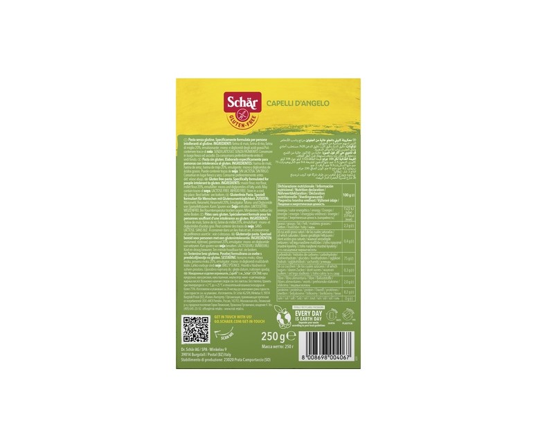 Pasta cabello de ángel sin gluten 250 g Schär