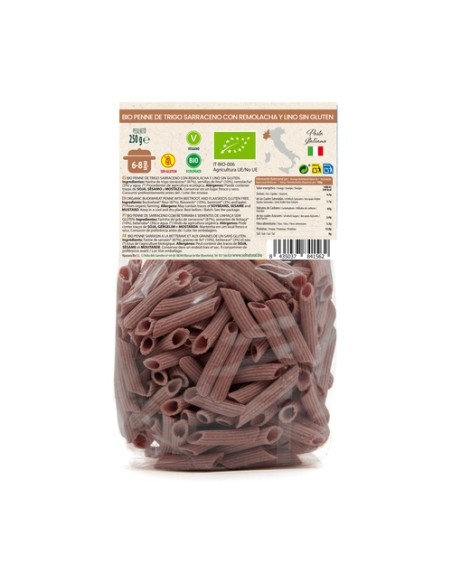 Penne de trigo sarraceno, remolacha y lino sin gluten Bio 250 g Sol Natural