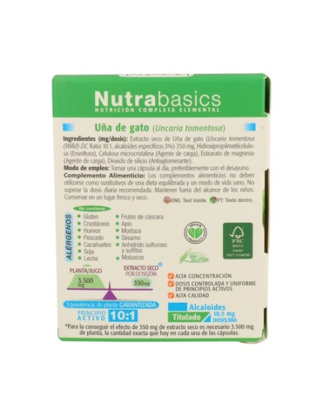 Nutrabasics Uña De Gato 30 cápsulas Drasanvi