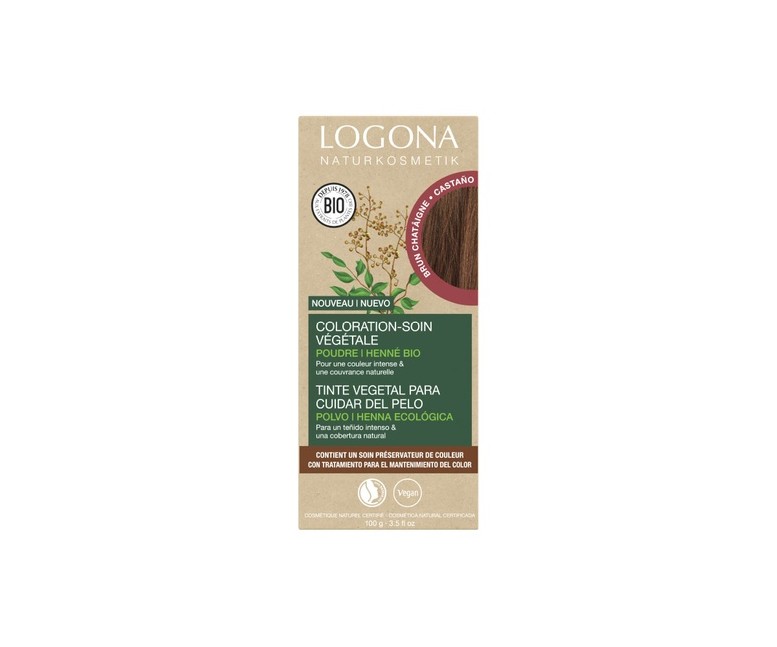 Tinte colorante vegetal castaño marron (Chesnut Brown) 100 g Logona