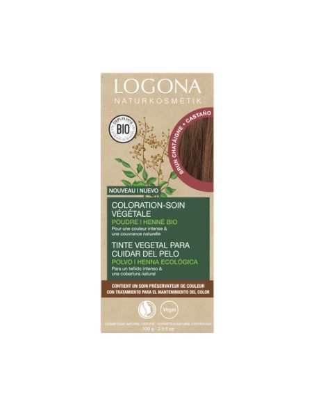 Tinte colorante vegetal castaño marron (Chesnut Brown) 100 g Logona