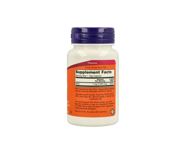 Biotina 1000 mcg 100 cápsulas NOW Foods