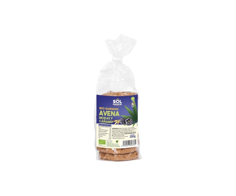 Galletas de avena con moras y cáñamo Bio 200 g Sol Natural
