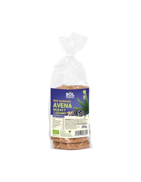 Galletas de avena con moras y cáñamo Bio 200 g Sol Natural