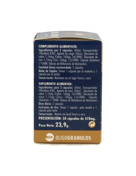 Zinc-Cobre oligogranulos 50 cápsulas Waydiet