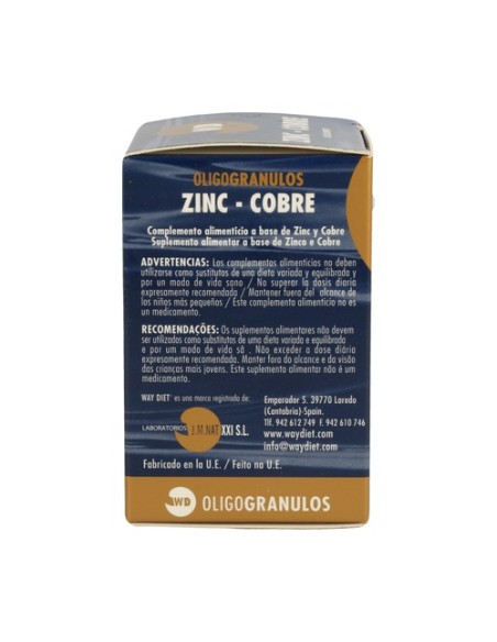 Zinc-Cobre oligogranulos 50 cápsulas Waydiet