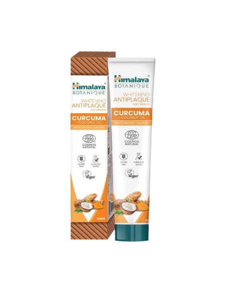 Dentífrico Botanique Blanqueador Curcuma y Aceite de Coco Ecocert 75 ml Himalaya Herbals