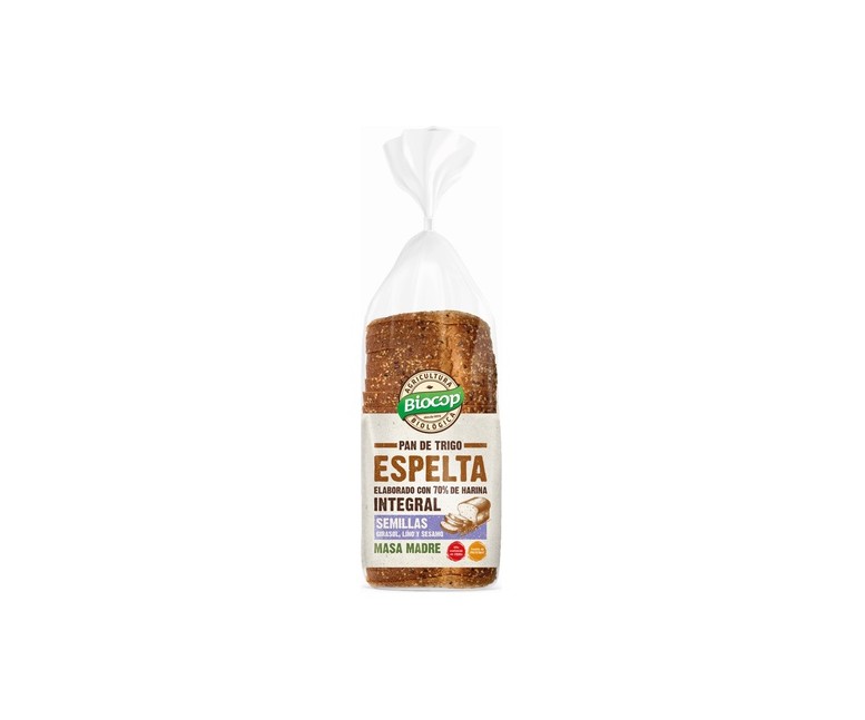 Pan de Molde Trigo Espelta Integral con Semillas de Girasol, Lino y Sésamo 400 g Biocop