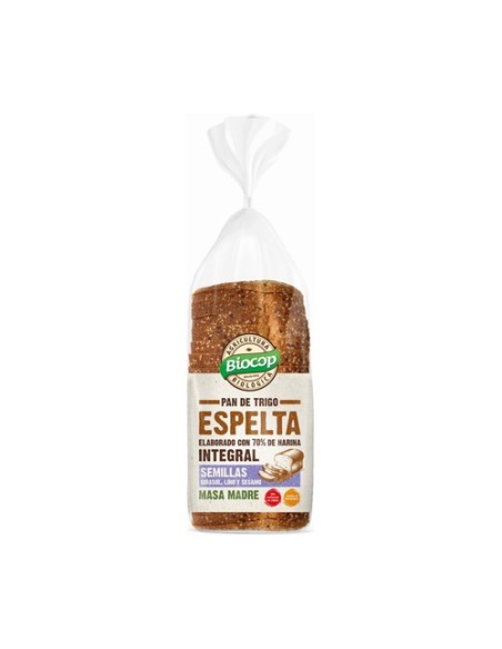 Pan de Molde Trigo Espelta Integral con Semillas de Girasol, Lino y Sésamo 400 g Biocop