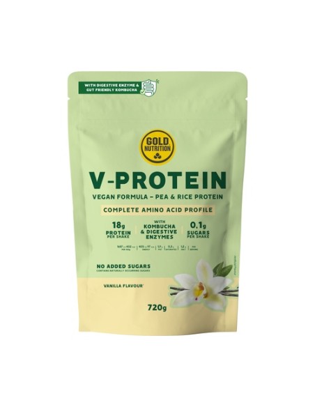 Proteína vegana sabor vainilla 720 g de polvo Gold Nutrition