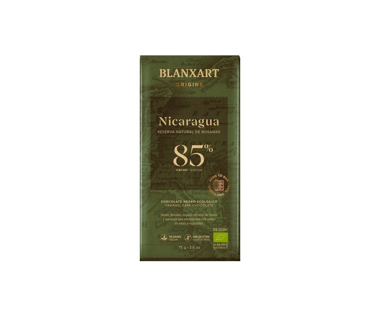 Chocolate negro Nicaragua 85% Eco 75 g Blanxart