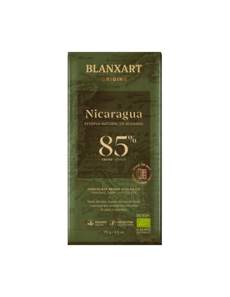 Chocolate negro Nicaragua 85% Eco 75 g Blanxart