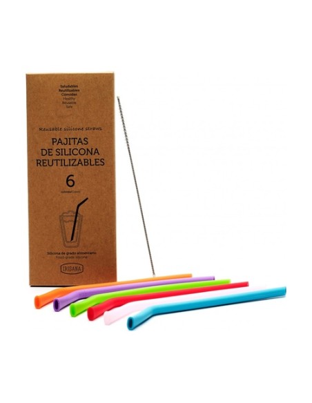 Pajitas reutilizables de silicona 6 unidades Irisana