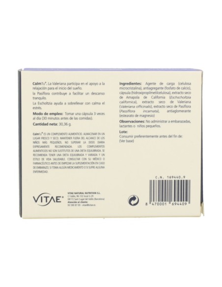 CalmTu 60 cápsulas Vitae
