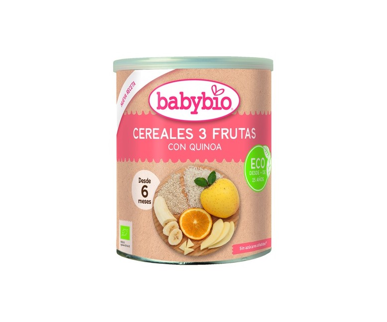 Papilla cereales y 3 frutas +6m 220 g de polvo Babybio