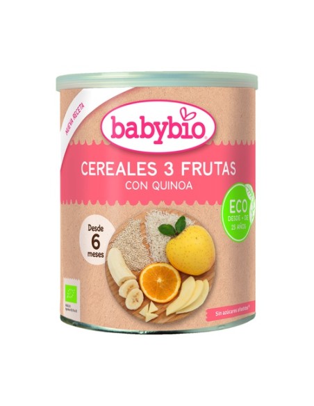 Papilla cereales y 3 frutas +6m 220 g de polvo Babybio