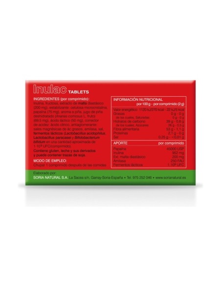 Inulac 30 comprimidos de 2g Soria Natural