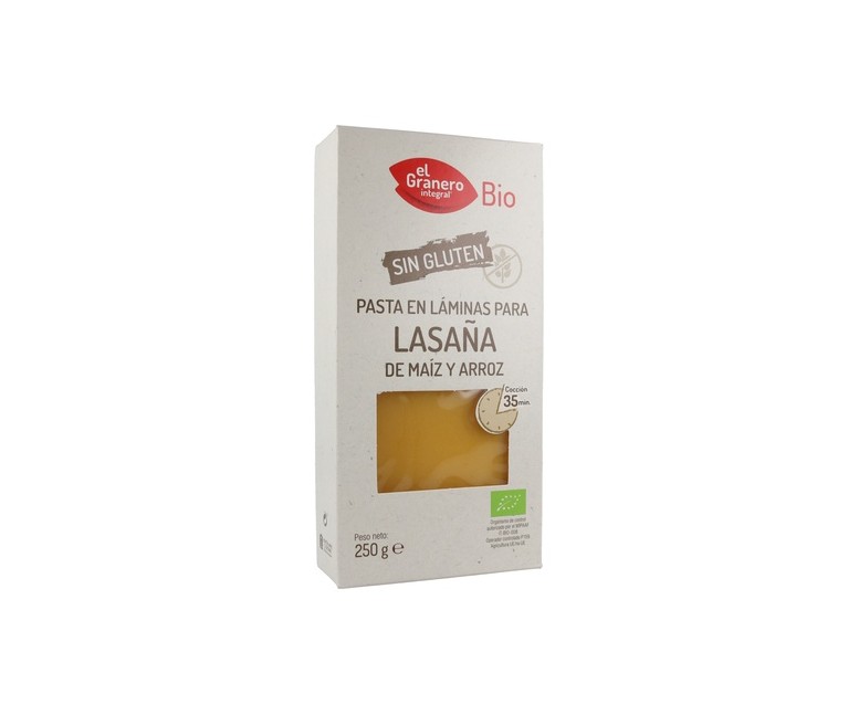 Láminas Lasaña Sin Gluten Bio 250 g El Granero Integral