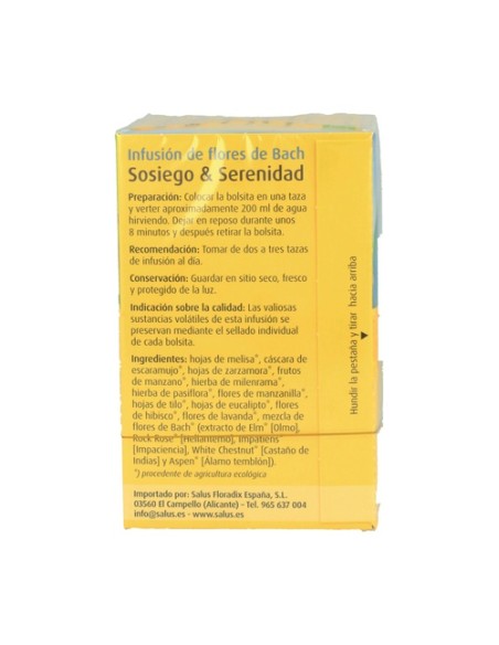 Infusión Flores Bach Sosiego y Serenidad 15 bolsitas infusoras Salus