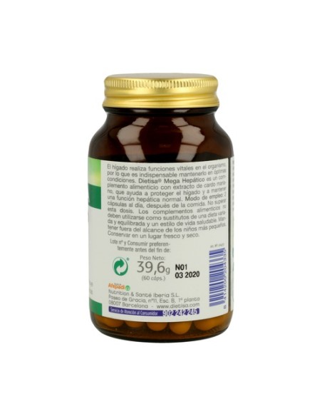 Mega Hepático 60 cápsulas Dietisa