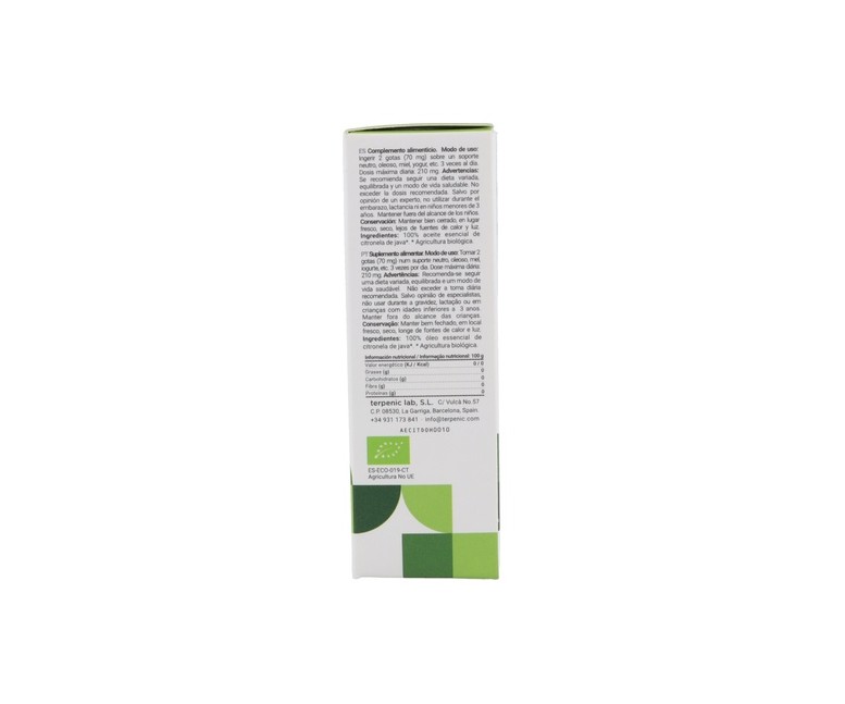Aceite Esencial de Citronela de Java Bio 10 ml Terpenic