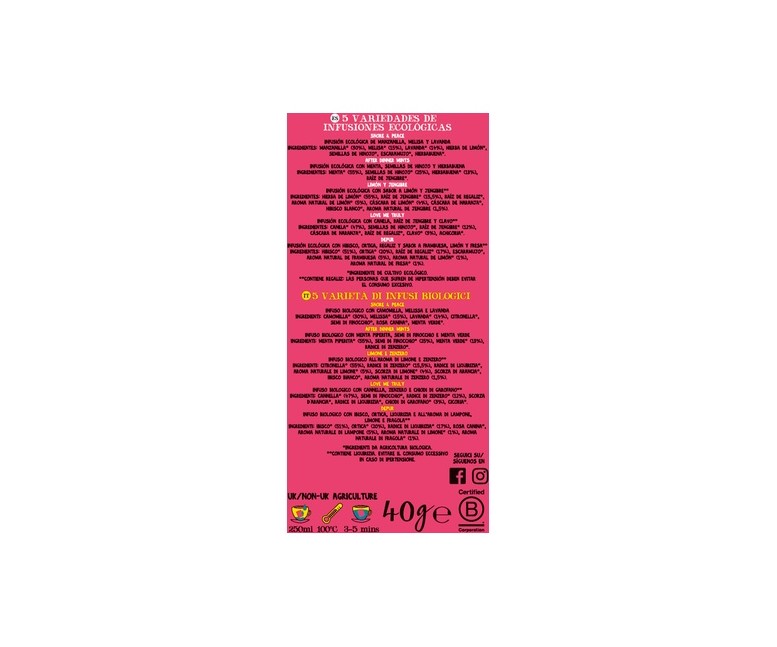 Pack delicioso infusión Bio 20 bolsitas infusoras Cupper