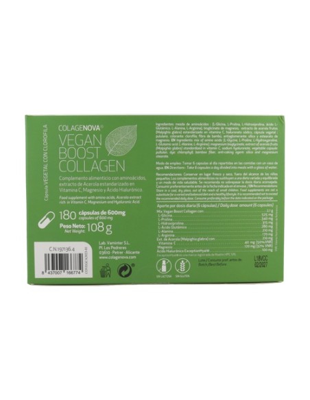 Colagenova vegan boost colágeno vegetal 180 cápsulas Vaminter