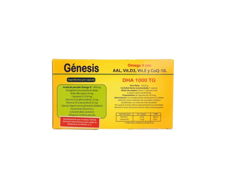Genesis Dha Tg 1000 Omega 3 60 cápsulas Zeus