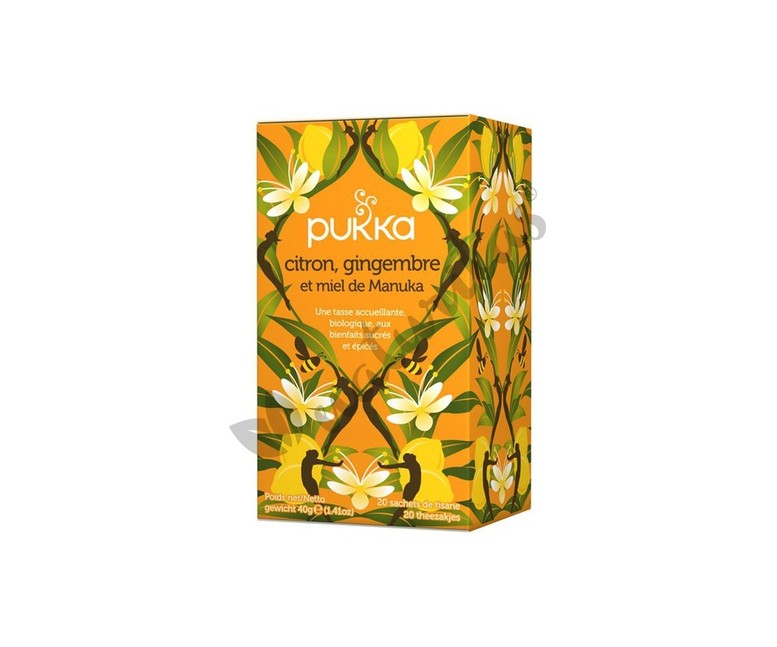 Infusión jengibre & limón & miel manuka 20 bolsitas infusoras Pukka