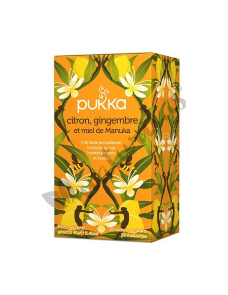 Infusión jengibre & limón & miel manuka 20 bolsitas infusoras Pukka