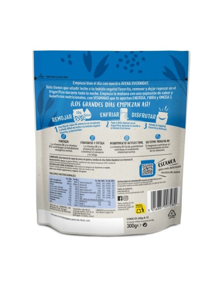 Avena overnight energía original 300 g de polvo Linwoods
