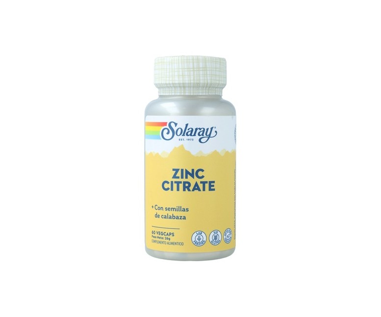 Citrato de zinc 60 cápsulas vegetales de 50mg Solaray