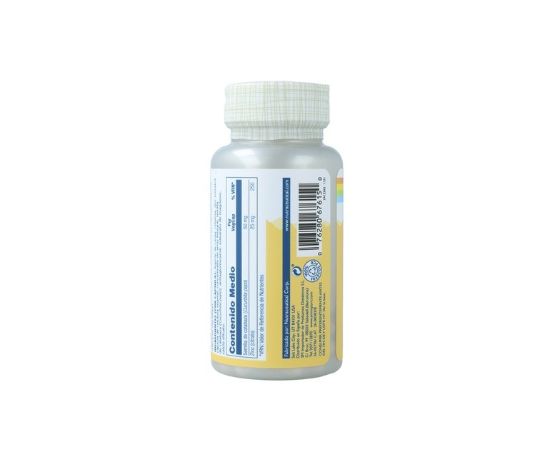 Citrato de zinc 60 cápsulas vegetales de 50mg Solaray